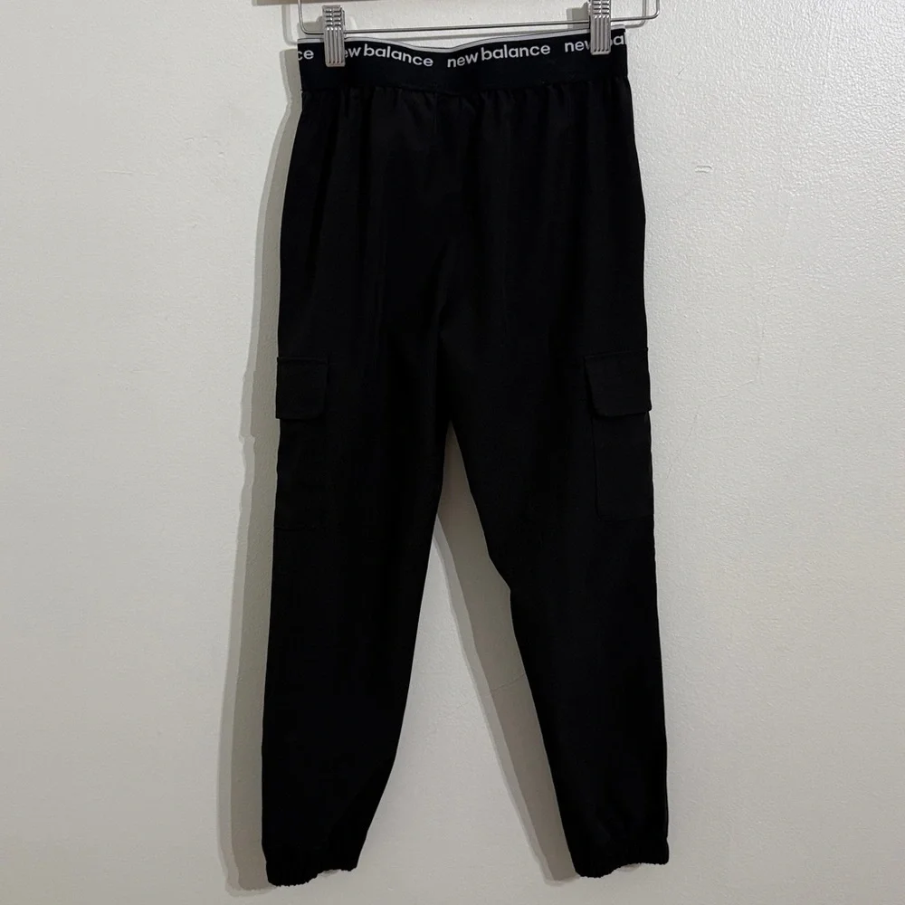 NEW BALANCE Girls Jogger Cargo Pants Size 8 Small Black Kids Activewear